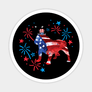 Bulldog Uncle Sam Hat 4Th Of July Magnet